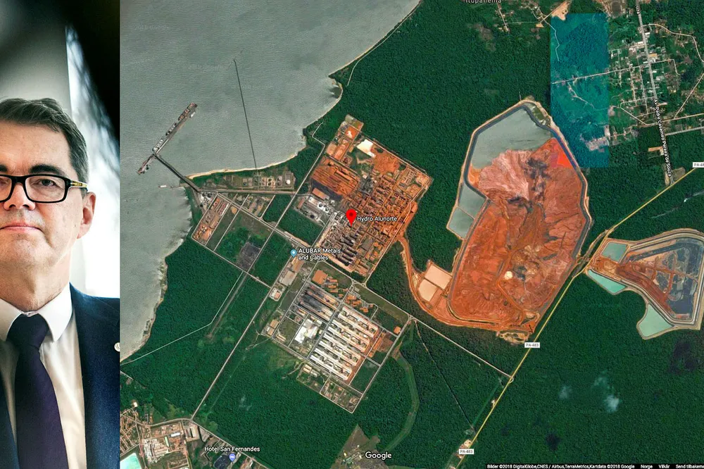 Svein Richard Brandtzæg - konsernsjef i Hydro kastet seg på flyet til Hydro Alunorte i Brasil. Foto: Elin Høyland og Google maps