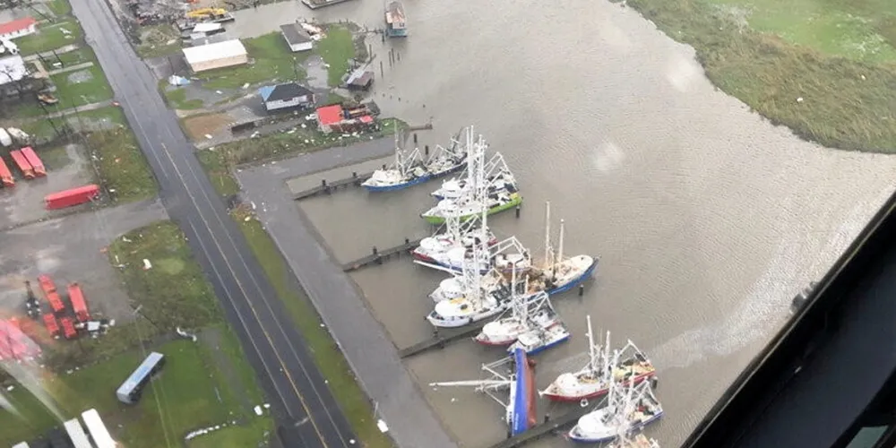 The Coast Guard conducts Hurricane Ida post-storm overflights along the Gulf Coast on August 30, 2020. Aircrews conducted overflights near Galliano, Louisiana.
