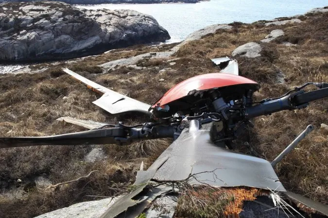 Remains: rotors from Super Puma that crashed off Norway