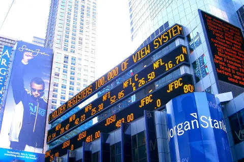 Ticker in lights: Morgan Stanely's ticker in Times Square, New York