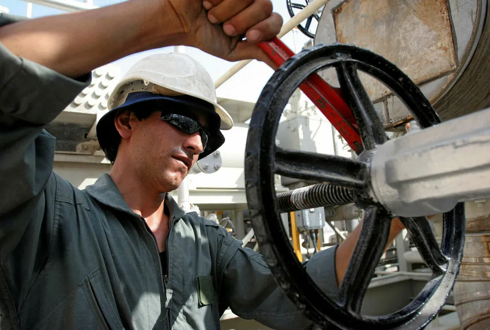 Turning on the taps: a worker at South Pars facilities in Assaluyeh
