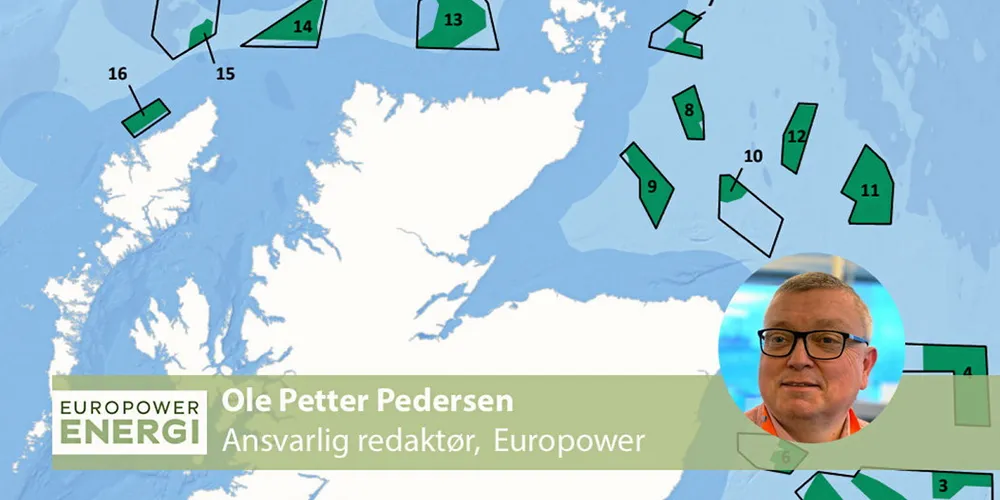 Grafikken viser plasseringen av de 17 skotske vindkraftprosjektene som ble tildelt en rekke ulike selskaper mandag denne uka. Maksimal kapasitet i prosjektene er hele 25 GW.