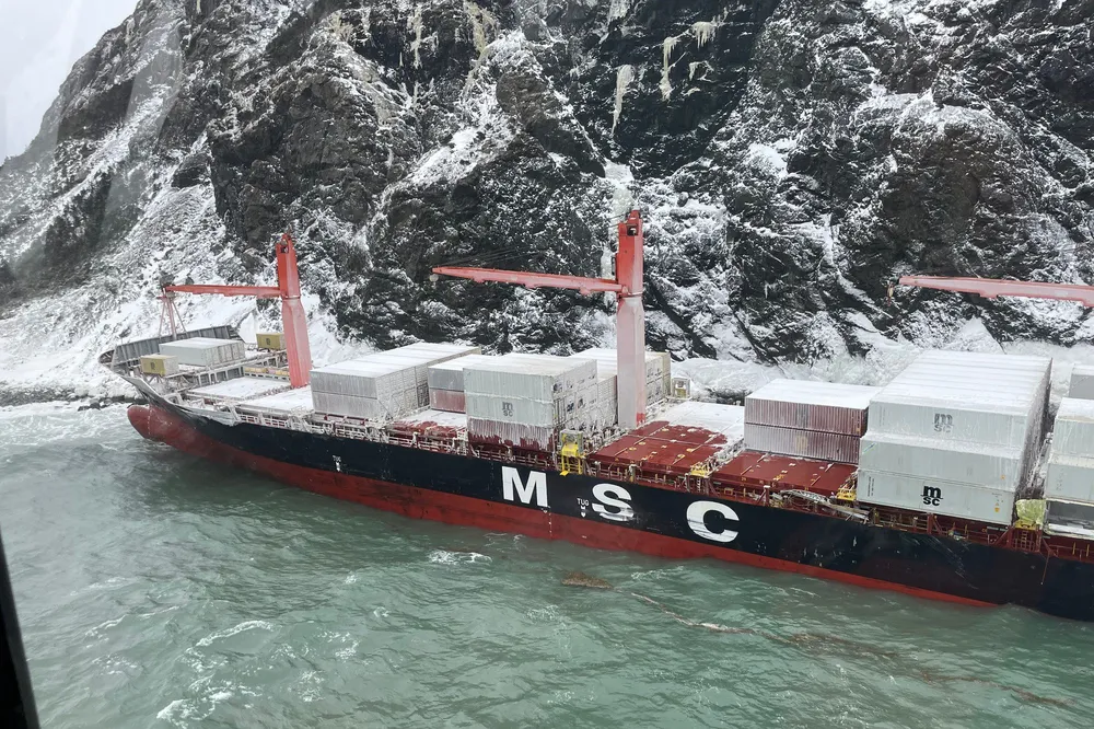 The container ship MSC Baltic III remains aground off Newfoundland.