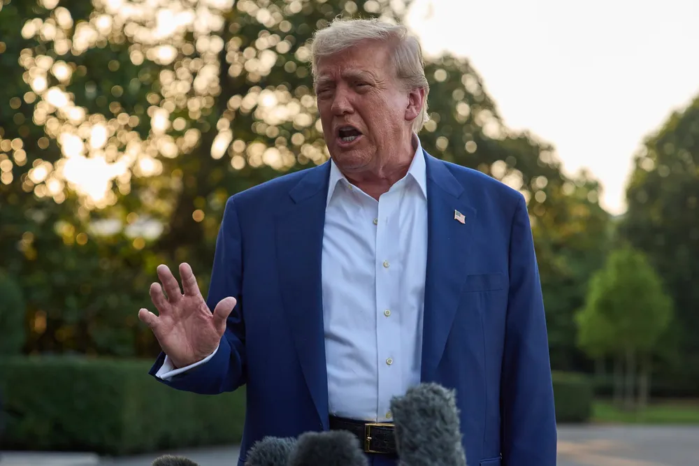 President Donald Trump speaks with reporters before boarding Marine One on the South Lawn of the White House, Tuesday, June 24, 2025, in Washington.