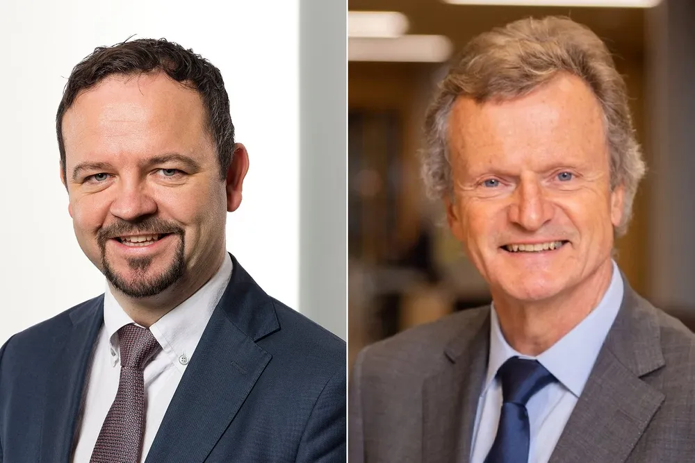 Øivind Askvik (til v) og Jon Fredrik Baksaas er nyvalgt nestleder og leder i BKK-styret.