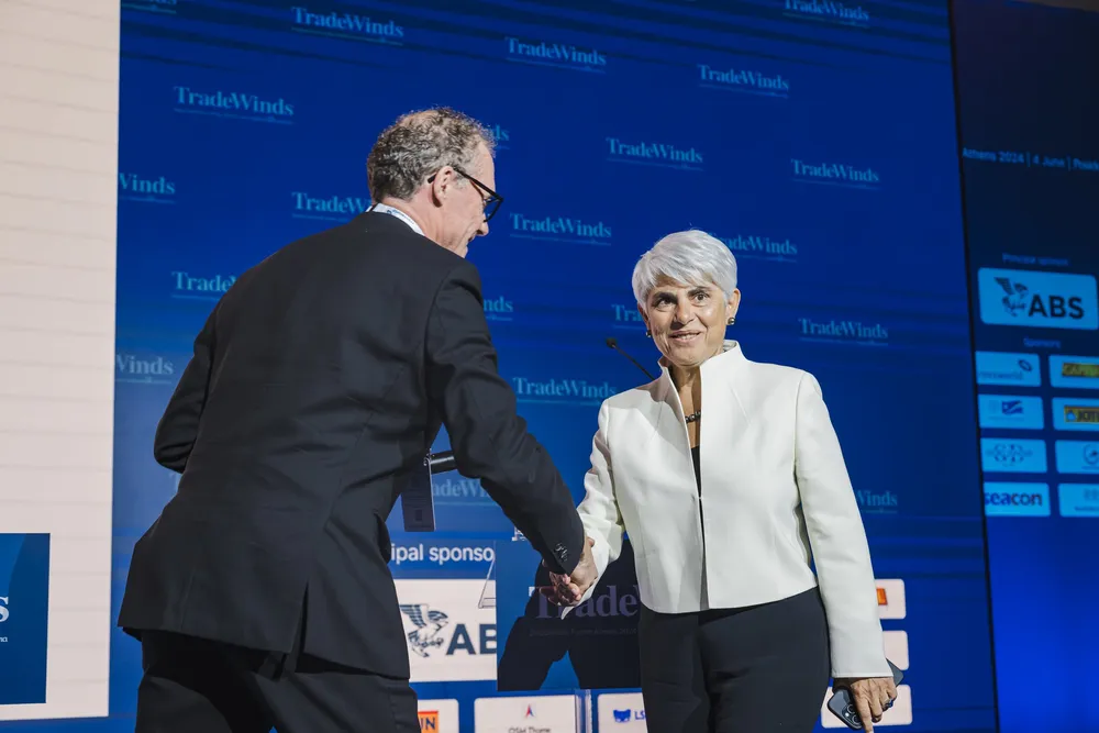 Navios Maritime Partners chief executive Angeliki Frangou appears at a TradeWinds event in 2024.
