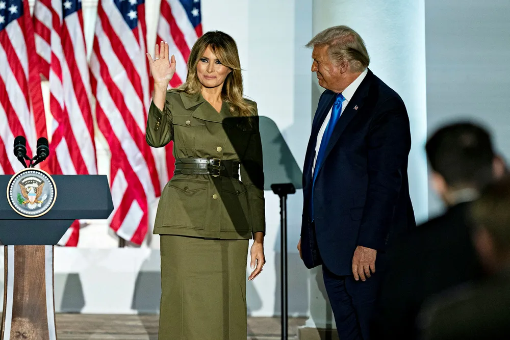 Førstedame Melania Trump talte varmt for sin mann presidenten på Republikanernes landsmøte.