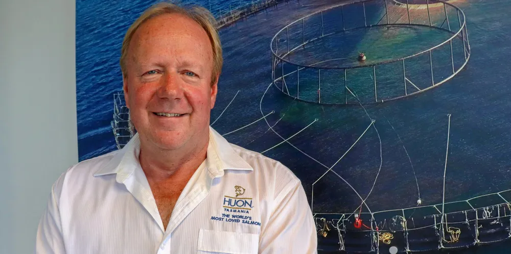 Peter Bender, founder and CEO at Huon Aquaculture, may soon sell the company to a bigger player.