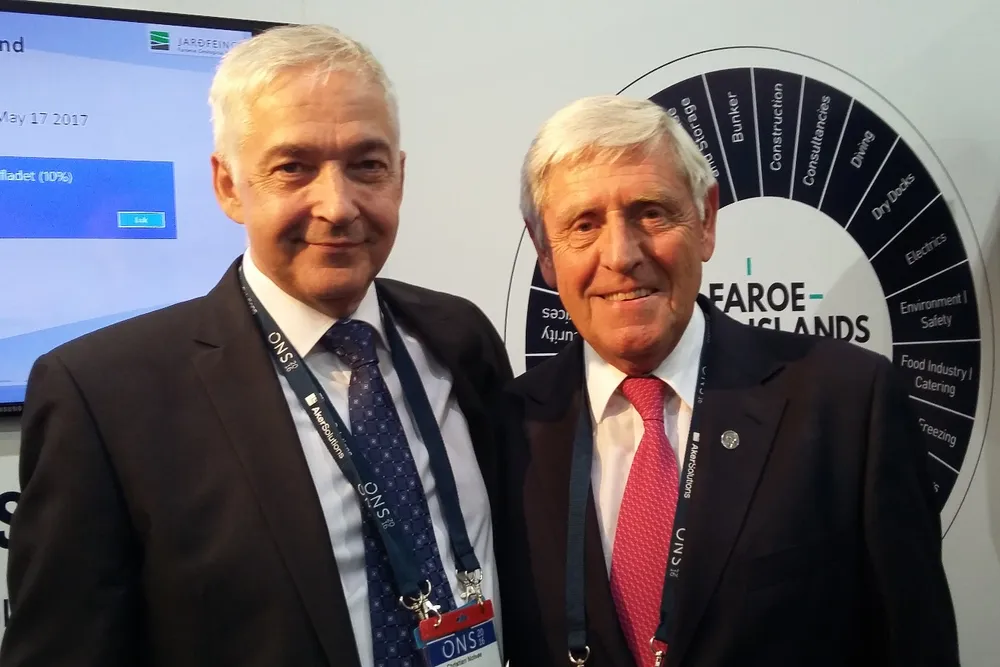 Faroese optimism: Niels Christian Nolsoe (left), director of the Faroes Geological Survey, and Poul Michelsen (right) Faroes minister of foreign affairs and trade.