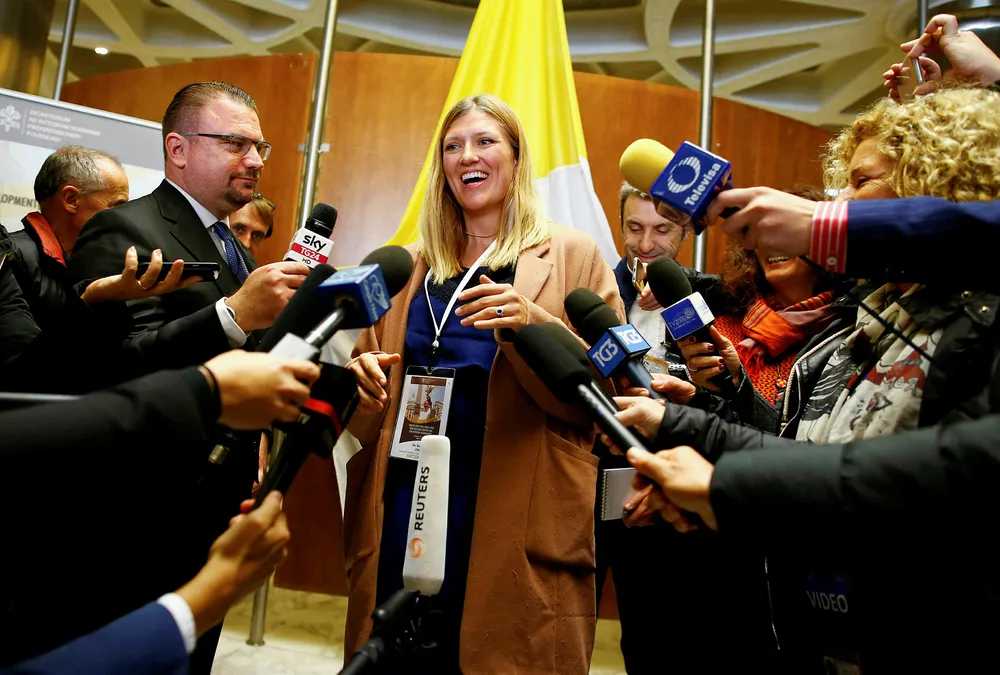 Nobelprisen har en status som betyr at den kunne «gjort en forskjell». Her skusler komiteen bort en gyllen sjanse i en tid hvor faren for atomkrig faktisk øker. Her Beatrice Fihn, direktør i Den internasjonale kampanjen for forbud mot atomvåpen (ICAN) Foto: Tony Gentile/Reuters/NTB Scanpix