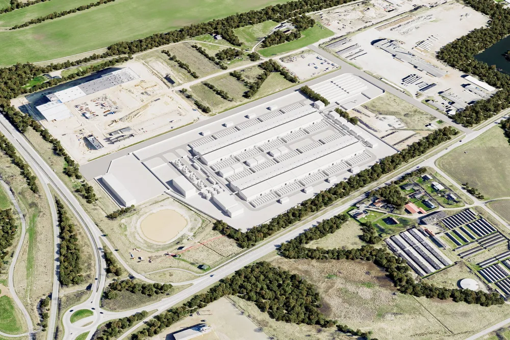 A computer-generated image of the planned 1GW green hydrogen project in Esbjerg.