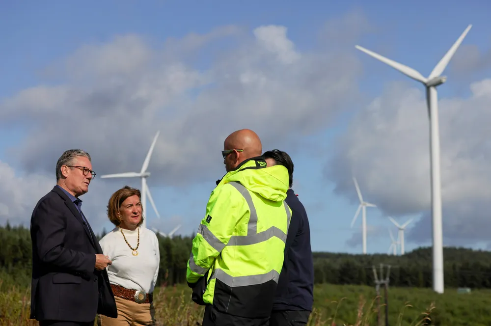 Prime Minister Keir Starmer visits Brecha Forest West Wind farm with First Minister of Wales, Baroness Eluned Morgan.