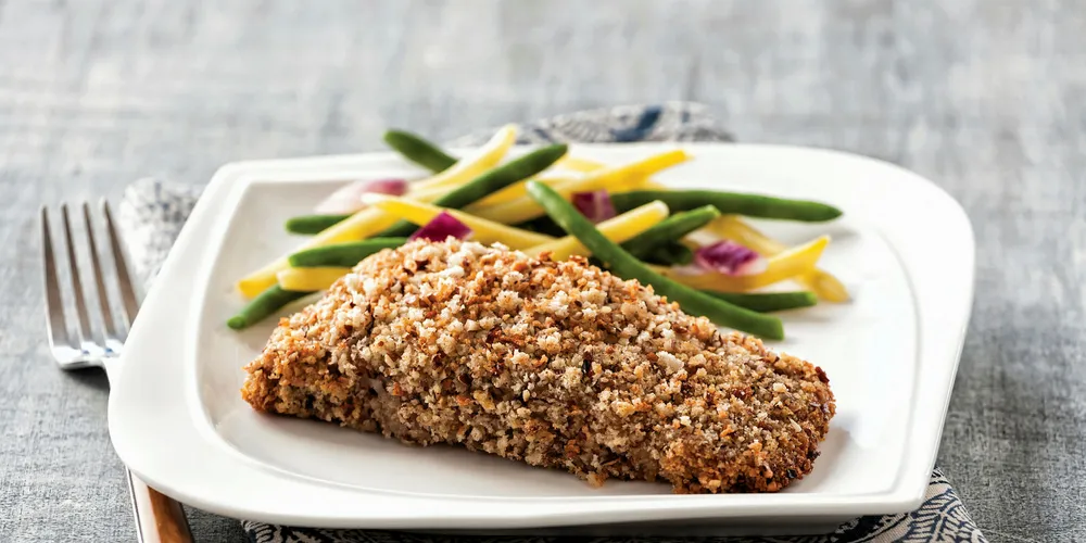 Clear Springs' pecan crusted barramundi.