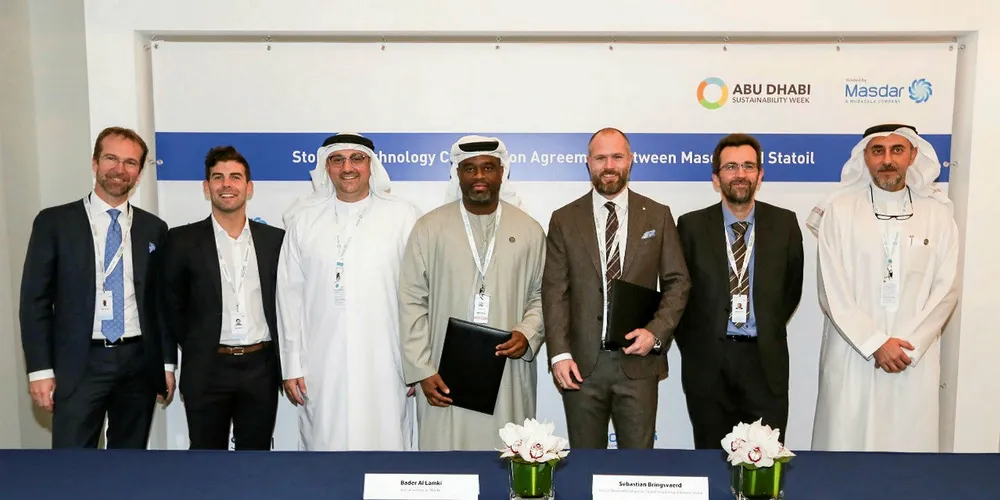 Officials from Masdar and Statoil after signing the agreement.