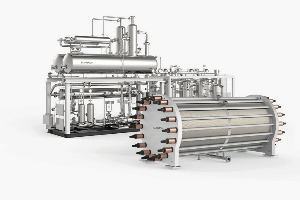 Rendering of an alkaline electrolyser system produced by one of China's leading players, Sungrow.