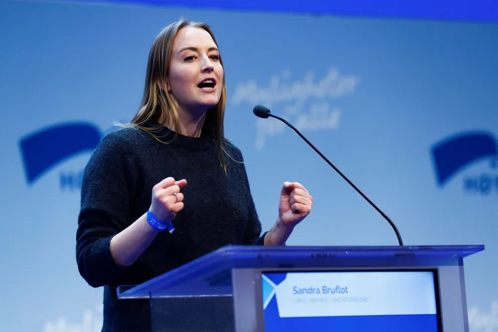 Nestleder Sandra Bruflot i Unge Høyre mener antallet kvoteflyktninger må økes. Foto: Terje Pedersen / NTB Scanpix