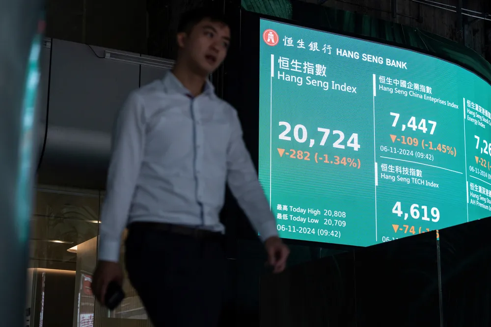Investorer ved Asia-børsene er nervøse etter det amerikanske presidentvalget. Hang Seng-indeksen ved Hongkong-børsen falt markant på onsdag. Torsdag formiddag har dette snudd til en oppgang på nesten to prosent. Her fra Hongkong.