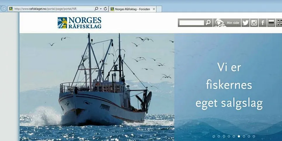 WEB-ANGREP: Nettsiden til Råfisklaget var nede i et døgn, og fortsatt er det noe forstyrrelser på tjenestene deres.Foto: skjermdump rafisklaget.no