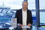Konsernsjef Gustav Witzøe, hver fra da han presenterer resultatet for førstekvartal fra hovedkontoret på Frøya.
