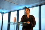 Fiskeri- og havminister Cecilie Myrseth (Ap) er bekymret for laksen i norske merder. Her fotografert under fremleggingen av kvotemeldingen 12. januar i Tromsø.