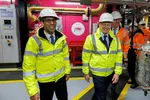 UK Prime Minister Rishi Sunak and Secretary of State for Energy Security and Net Zero, Grant Shapps (C) are given a tour of a combined heat and power plant.