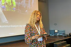 HR-direktør i Grieg Seafood, Kathleen Mathisen. Her som innledet på en HMS-konferanse i Bodø tidligere i år.