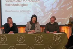 Bilde fra livestreaming fra Dyrevernalliansen. Panel bestående av: Trygve Poppe, Karoline Skaar Amthor, Edgar Brun.