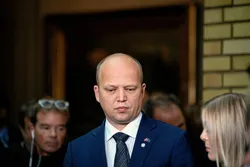Finansminister Trygve Slagsvold Vedum under fremleggelse av statsbudsjettet 2023 på Stortinget.